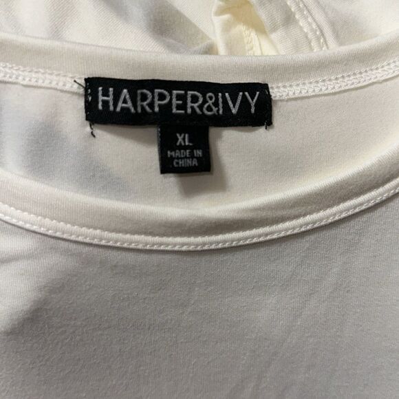 HARPER & IVY S XL Ivory Red Graphic Après Ski Long Sleeve Crop Stretch Tee - Picture 11 of 14